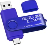 Clé Usb Type C 128 Go, Borlterclamp Mémoire Stick Double Connecteur Usb C 3.0 U Disque Flash Drive Pour Smartphone Android Samsung S10/S9/S8, Huawei Honor, Lg, Tablette Et Ordinateur (Bleu)[Q1905]