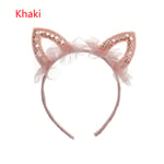 Cat Ears Hairband Lace Sequins Baby Headwear Khaki