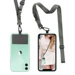 ROCONTRIP Crossbody Phone Lanyard Patch Neck Strap Lanyard with Detachable Neckstrap Compatible with Most Smartphone for iPhone Google Pixel LG HTC Huawei (Grey)