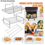 Air Fryer Rack Stainless_Steel Double Basket Grill Sticks Accessories for Ninja,