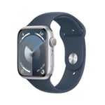 Apple Watch Series 9 (GPS) - sølvaluminium - smartklokke med sportsbånd - stormblå - 64 GB