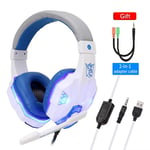 QearFun LED Casque Gamer Casque Avec Microphone Rose ¿couteur Casque De Jeu Gamer Fille Casques Filaires pour PC PS4 Ordinateur Portable-bleu_XINENGJI