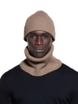 SISLEY Wool Cashmere Blend Soft Knit Beanie Hat, Beige