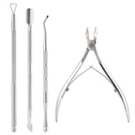 4PCS Coupe Ongle Professionnel En Acier Inoxydable, Ensemble de Coupe en Acier Inoxydable Pince A Ongle pour Hommes, Femmes, Outil de Coupe Robuste pour Préparation de Manucure