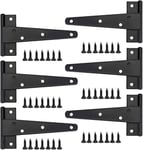 Charniere Porte Lourde 6pcs, Charniere Porte 6 Pouces, Charni¿¿re en T Noires, Charniere Plate Inox Charni¿¿res de Portes en Fer Charni¿¿res Robustes pour Portes, Fen¿¿tres, Abris de Jardin