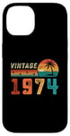 Coque pour iPhone 14 Cadeau d'anniversaire 51 ans pour homme femme Palm rétro vintage 1974