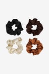 Brushworks - Nude Satin Scrunchies 4 Pcs