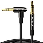 UGREEN 3.5mm to 3.5mm 9.9FT Audio Cable Aux Lead Right Angle Headphone Mini Jack to Mini Jack Stereo Auxiliary Male Cord Braided 90° Compatible with Car TV Laptop Phone MP3 Earphone Speaker Amp(3M)