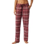 Schiesser Mix and Relax Long Flannel Pants Röd/Brun bomull 40 Dam