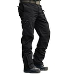 MAGCOMSEN Mens Casual Cargo Trousers Military Style Army Tactical Pants, Black, 38