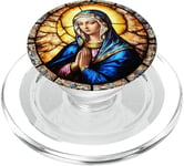 Serene Virgin Mary with Halo Spiritual Artwork PopSockets PopGrip for MagSafe