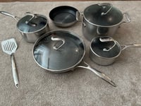 NEW Circulon S Series 5 Piece Stainless Steel Pan Set Metallic Non Stick RRP£300