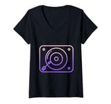 Womens Vinyl Record Player Album V-Neck T-Shirt