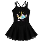 YOOJIA Freebily Kids Girls Sleeveless Ballet Dance Skirt Leotard Camisole Cartoon Tutu Dress Ballerina Dancewear Costume Black 8