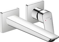 Hansgrohe 71256000 Logis Einhebel-Waschtischarmatur Unterputz Fine für Wandmontage mit Auslauf 20,5 cm Chrom Mitigeur monocommande pour lavabo encastré pour Montage Mural, Longueur 20.5cm