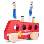 New Classic Toys Pop Up Voiture de Pompier Jeu Éducatif pour Enfants, Rouge