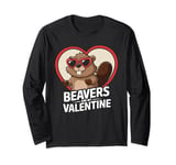 Beavers Are My Valentine Cute Beaver Heart Valentines Day Long Sleeve T-Shirt