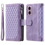 SKALO Motorola Moto E14 4G Big Wallet Quiltat Plånbok - Lila Lila