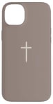 Coque pour iPhone 14 Plus Simple Cross Christian Earthy Boho Minimaliste Beige Taupe