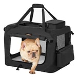 Feandrea Foldable Pet Carrier Bag, Portable Cat Dog Carrier, Soft Sided Pet Travel Carrier with Breathable Mesh, with Handles, Storage Pockets, 60 x 42 x 42 cm, Black PDC60H