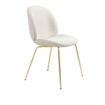 Gubi - Beetle Dining Chair Fully Upholstered - Conic Base Brass Fabric Light Bouclé 001 - Spisestoler - GamFratesi - Gull - Metall/Tekstilmateriale