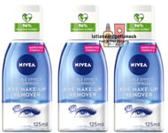 3 X Nivea Double Effect Eye Makeup Make Up Remover 125ml