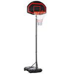 HOMCOM Panier de Basket extérieur avec Poteau Panneau, Base de lestage sur roulettes Hauteur réglable 2,1-2,6 m (Panier) - Noir et Rouge