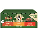 James Wellbeloved Adult Grain Free Turkey, Lamb and Chicken in Loaf 12 Cans, Hypoallergenic Wet Dog Food, Pack of 1 (12 x 400 g)