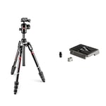 Manfrotto MKBFRTC4-BH Befree Advanced Travel Tripod, Twist Lock, Black & 200PL, Quick Release Plate with 1/4 Inch Screw, Compatible with DSLR, Compact System Camera, Mirrorless, Multi-Colour