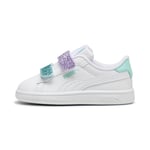 Puma Women's Smash 3.0 L Glitter Velcro V Inf Sneaker, White-Lavender Alert-Mint, 6.5 UK