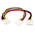 StarTech LP4 to 2x LP4 Power Y Splitter Cable M/F - LP4 Splitter - Molex Y Splitter - Molex Splitter (PYO2L) - strømkabel - 0.2 m