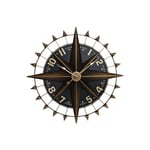 Home ESPRIT Horloge Murale Noire dorée en Fer Boussole Vintage 80 x 7,5 x 80 cm