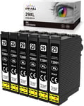 29XL Cartouche d'encre Compatible Remplacement pour Epson 29XL 29 XL pour XP-255 XP-245 XP-235 XP-345 XP-452 XP-455 XP-445 XP-335 XP-442 XP-247 XP-355 XP-352 XP-435 XP-342 XP-432 XP-332(6 Noirs)