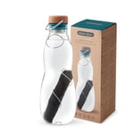 Black+Blum - Eau Good Glass Water Bottle - Leak Proof Borosilicate Glass Bottle with Screw-Fit Wood Fibre Lid, Carry Loop and Protective Sleeve - Ocean - 650ml