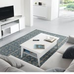 Table basse relevable blanc mat  BRIGHTON avec piétement blanc 110x70cm