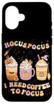 iPhone 16 Halloween Groovy Hocus Pocus I Need Coffee To Focus Case