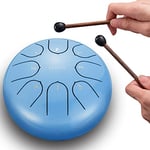 LEKATO Steel Tongue Drum à 6 Pouces 8 Tons, Tambour Handpan Mini Drum pour Débutants, déal Pour le pour la méditation,l'éducation musicale, Cadeaux des amis et de la Famille,Bleu