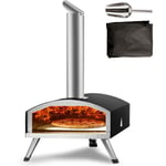 Mophorn - vevor Four a Pizza Portable 305 mm Four a Bois et Charbon de Bois Exterieur Portable en Inox et Acier avec Pierre a Pizza Pieds Repliables