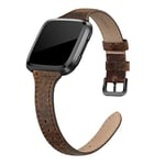 EDIMENS Genuine Leather Strap Compatible with Fitbit Versa 2 / Fitbit Versa Lite & SE/Fitbit Versa, Slim Thin Replacement Leather Strap for Versa Women Men, Black, Champagne, Rose Gold, Tan