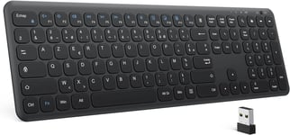 Clavier sans Fil 2.4G, Clavier AZERTY Silencieux pour Windows 11/10/8/7, Clavier Complet Ultra-Mince avec Pavé Numérique pour PC/Ordinateur/Portable, 12 Raccourcis Multimédias, Noir