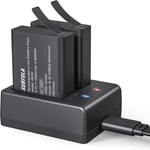 Batterie Caméra Sport, Batterie Rechargeable 1350mAh (2 pièces), avec Chargeur USB Double Trou, Compatible Apexcam/Crosstour/GOOKAM/Wolfang Camera.[G1304]