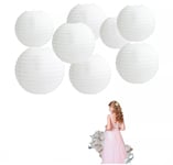 8PCs White Paper Lantern Lanterns Lampshade Hanging Ceiling Party Decor(10"+12")