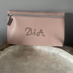 Dior Makeup/Wash Bag In Light Rose Pink With Beaded Pearl effect Logo NEW