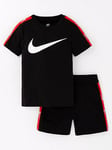 Nike Younger Unisex Sportswear Club Poly Short Sleeve T-Shirt and Shorts Set - Black, Black, Size 2-3 Years