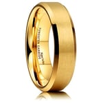 King Will GLORY 6mm Matte Finish Tungsten Carbide Ring 24K Gold Plated Comfort Fit Wedding Band(10.5)