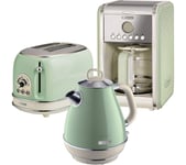 ARIETE Vintage ARPK8 Coffee Machine, Toaster & Kettle Bundle - Green, Green