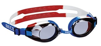 Beco Macao Plus Lunettes de natation avec maintien sécurisé universel par élastique large divisé colorées M bleu/blanc/rouge