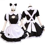 Ny sexig Lolita Maid-klänning söt ihålig katt dam flickor klänning Anime Cosplay kostym S-3xl XXXL