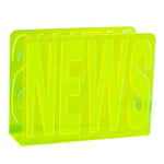 Porte-revues en méthacrylate vert, accessoire de bureau moderne et coloré, idéal pour organiser des magazines, des catalogues, des brochures et autres, design transparent et géométrique