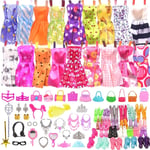 76Pcs Doll Clothes and Accessories Compatible with Barbie Dolls, 16 Dresses + 1